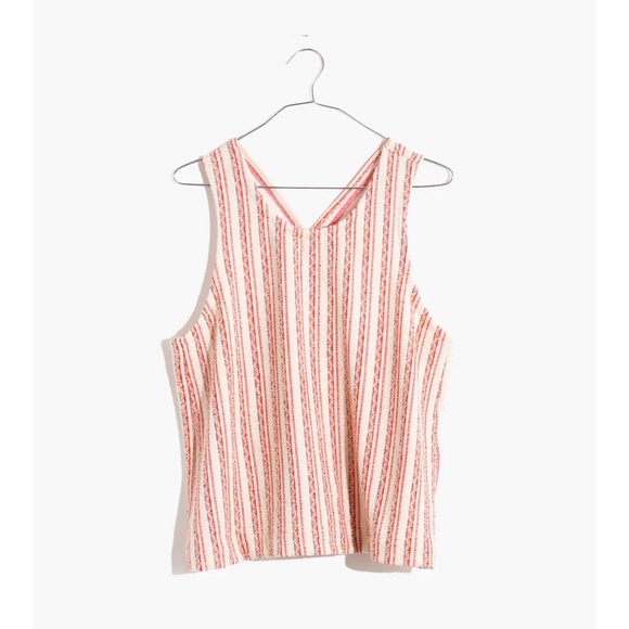 MADEWELL| Bouclé Stripe Cross-Back Tank Top Beige - Picture 1 of 5